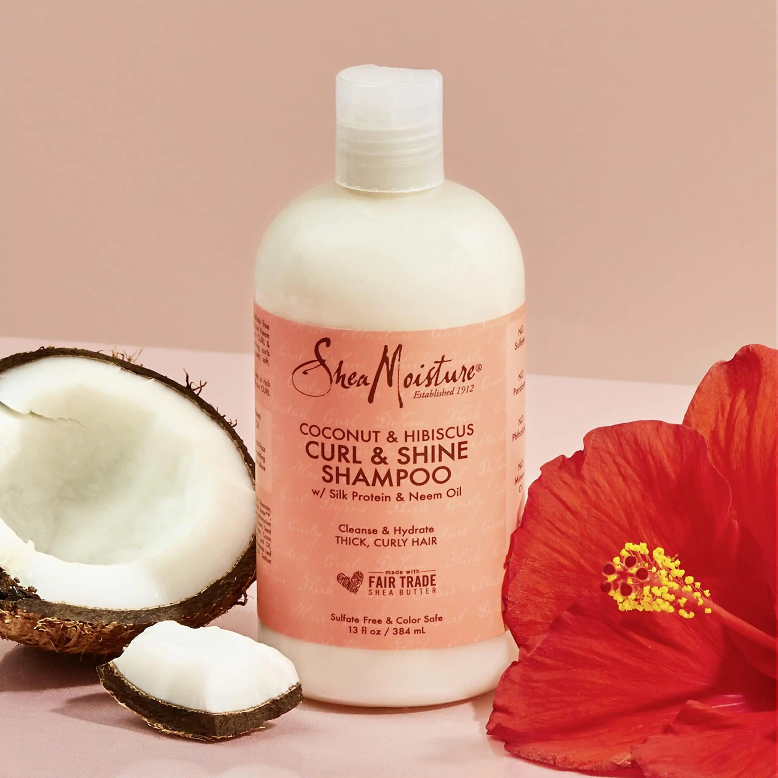 SheaMoisture Curl and Shine Coconut Shampoo Coconut and Hibiscus for Curly Hair Paraben Free Shampoo 13 oz 13 Fl Oz (Pack of 1) - Evallys.com # #