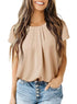 Dokotoo Women's Casual Round Neck Basic Pleated Tops Short Sleeve Loose Fit Curved Keyhole Back Chiffon Blouses Tshirts Large Smoke Gray - Evallys.com # #