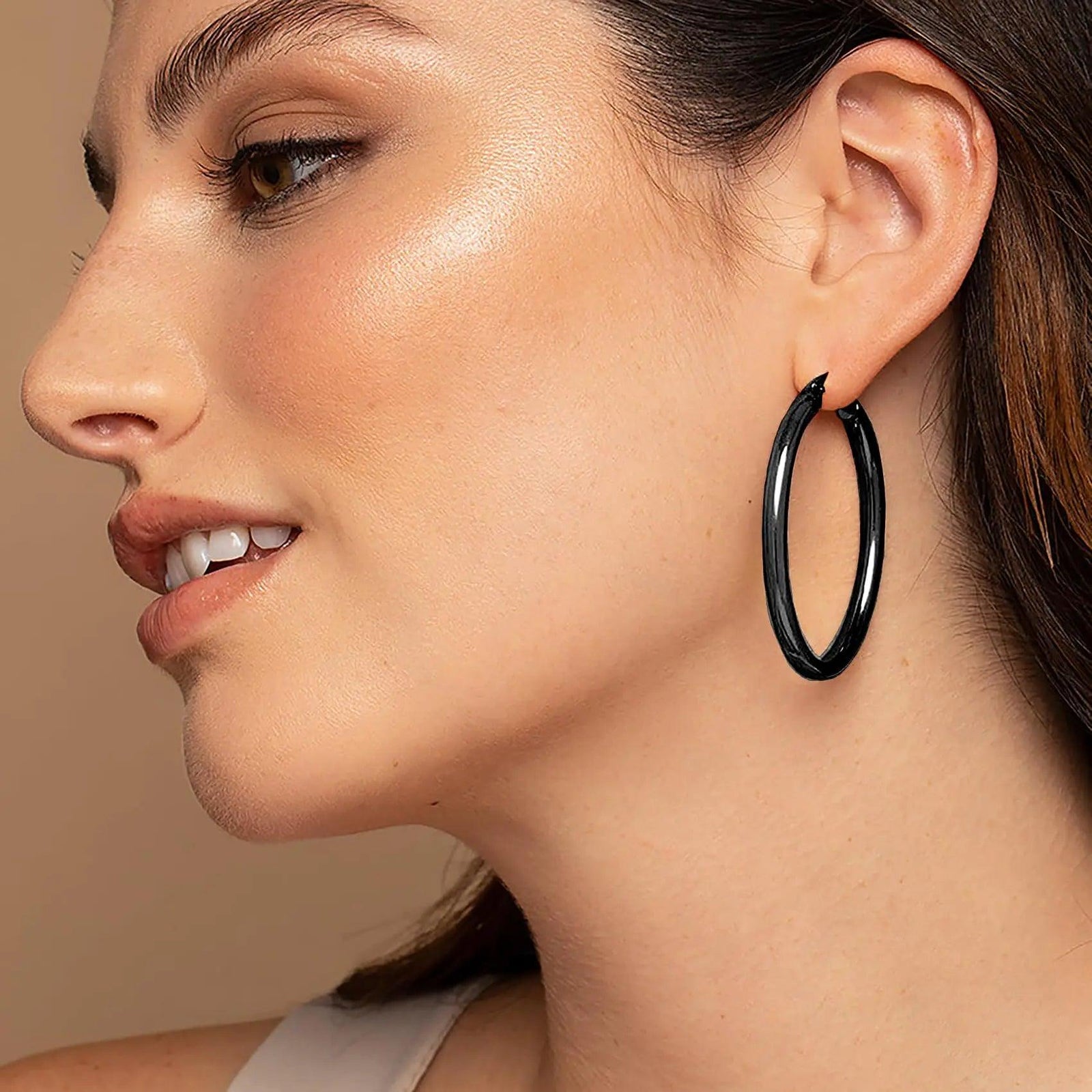 4mm Thick Gold Chunky Earrings Steling Silver Post Hoops Earrings For Women Hollow Tube Hoops Earrings Thick Gold Hoop Earrings Hypoallergenic Lightweight Gold Hoop Large Earrings 20/30/40/50/60MM black,4*50mm - Evallys.com # #