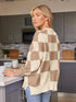 EFAN Women's Oversized Sweaters 2024 Fall Crewneck Batwing Sleeve Pullover Sweaters Small Khaki Plaid - Evallys.com # #