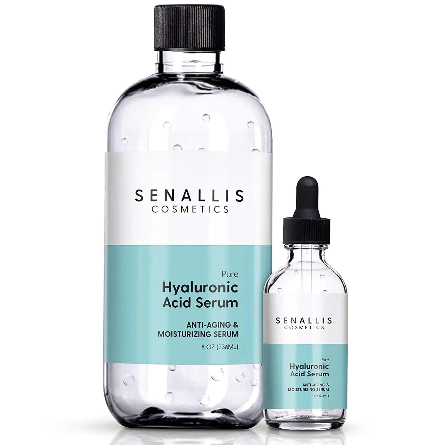 Hyaluronic Acid Serum 8 fl oz And 2 fl oz, Made From Pure Hyaluronic Acid, Anti Aging/Wrinkle, Ultra-Hydrating Moisturizer That Reduces Dry Skin Manufactured In USA 10 Fl Oz (Pack of 1) - Evallys.com # #