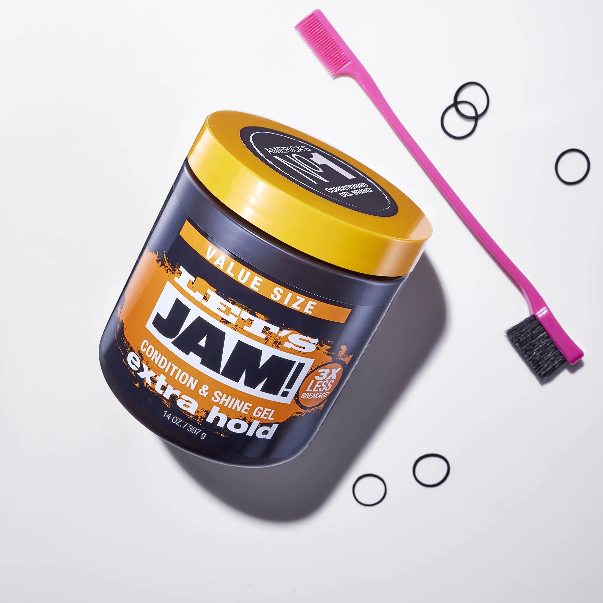 SoftSheen-Carson Let's Jam! Shining and Conditioning Hair Gel by Dark and Lovely, Extra Hold, All Hair Types, Styling Gel Great for Braiding, Twisting & Smooth Edges, Extra Hold, 14 oz 14 Ounce (Pack of 1) - Evallys.com # #