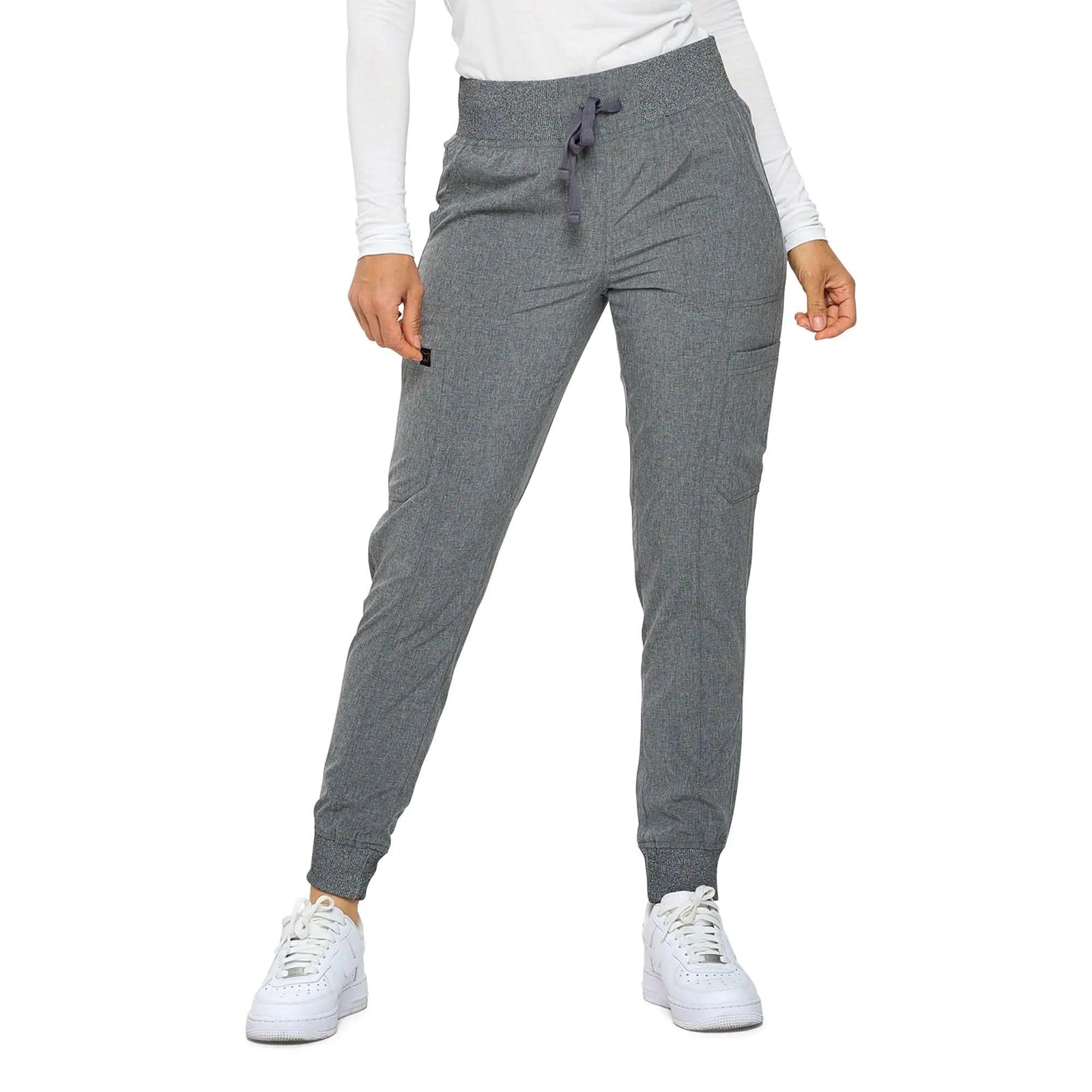 Monarch Uniforms Womens Jogger Scrubs Ribbed Jogger Scrub Pants for Women Medium Petite Heather Gray - Evallys.com # #