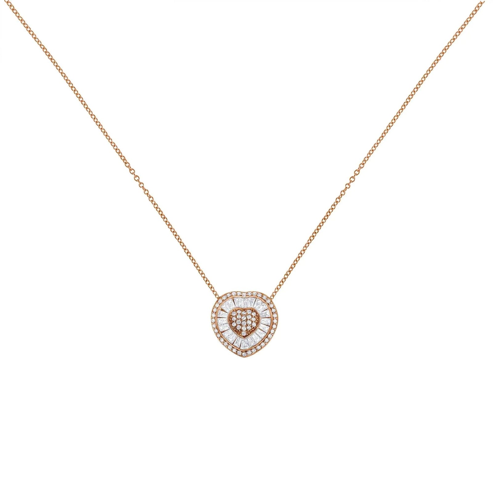 10K Rose Gold 1/2 cttw, Diamond Heart Pendant Necklace (H-I Color, I1-I2 Clarity) - Evallys.com # #