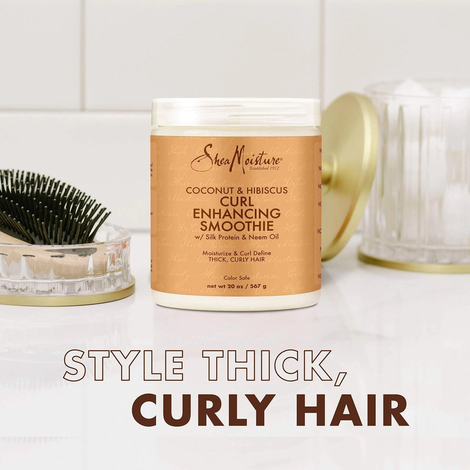 SheaMoisture Curl Enhancing Smoothie Hair Cream for Thick, Curly Hair Coconut and Hibiscus Sulfate Free and Paraben Free Curl Cream 20 oz - Evallys.com # #