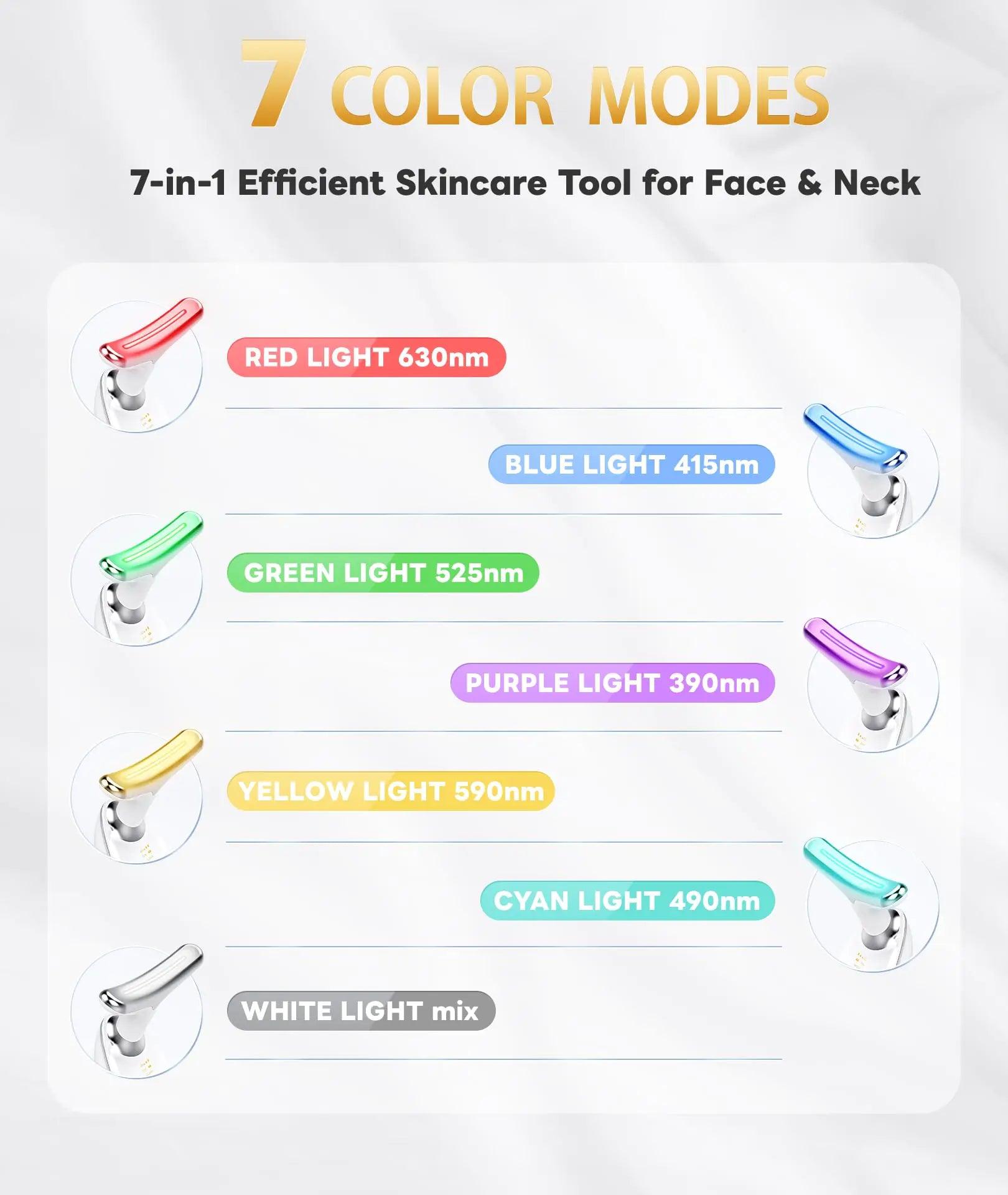 7 Color Light Based Multifunctional Facial Massager, Face Massager Tool for Skin Care at Home, Glossy White - Evallys.com # #