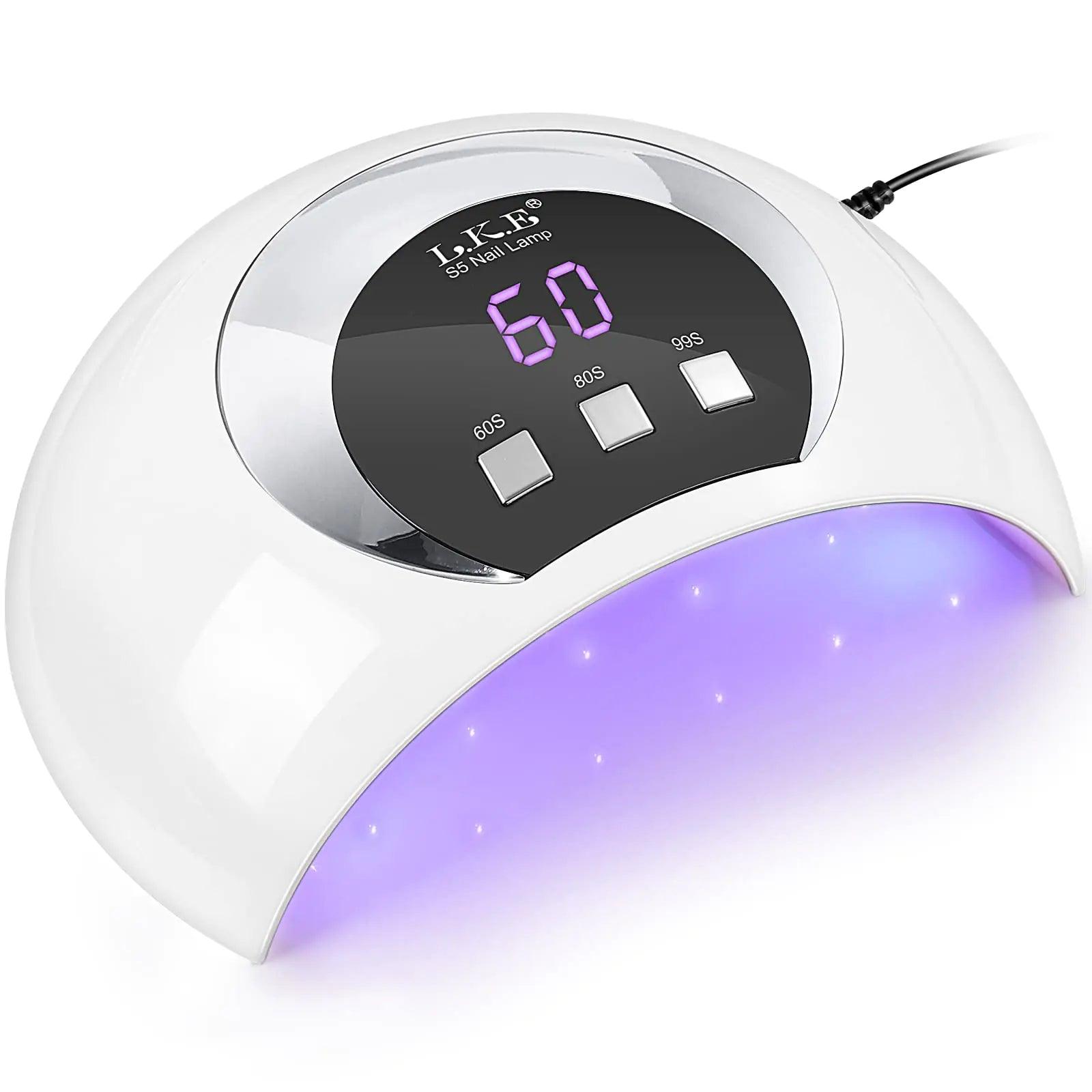 Wisdompark UV LED Nail Lamp, 54W UV Light for Gel Nails with Automatic Sensor/3 Timer Setting Professional Nail Dryer Gel Polish Curing Lamp Nail Art Tools (White) (54, Watts) 54 - Evallys.com # #