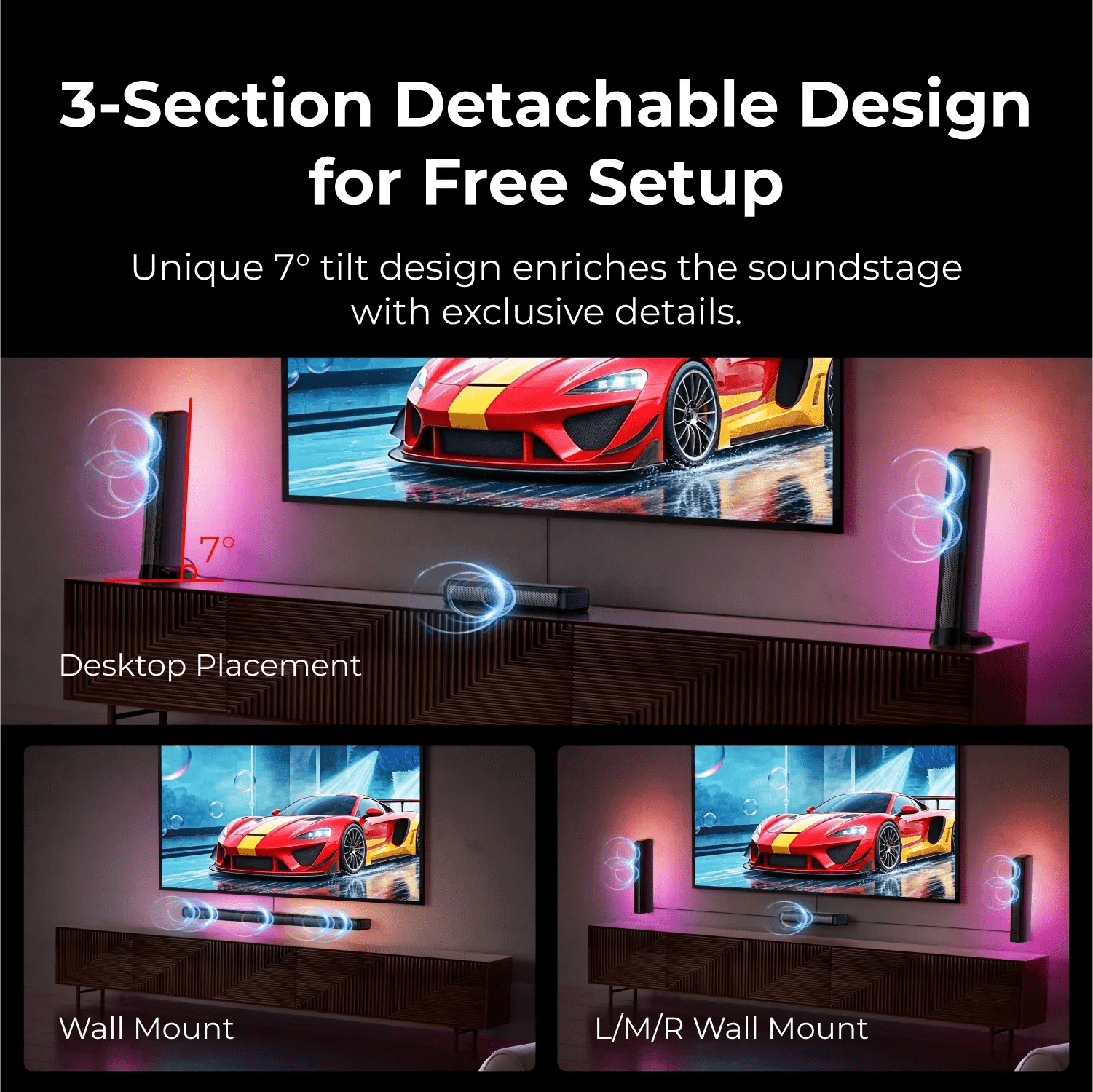 ULTIMEA 7.1 Surround Soundbar – 410W System with Subwoofer & Rear Speakers - Evallys.com