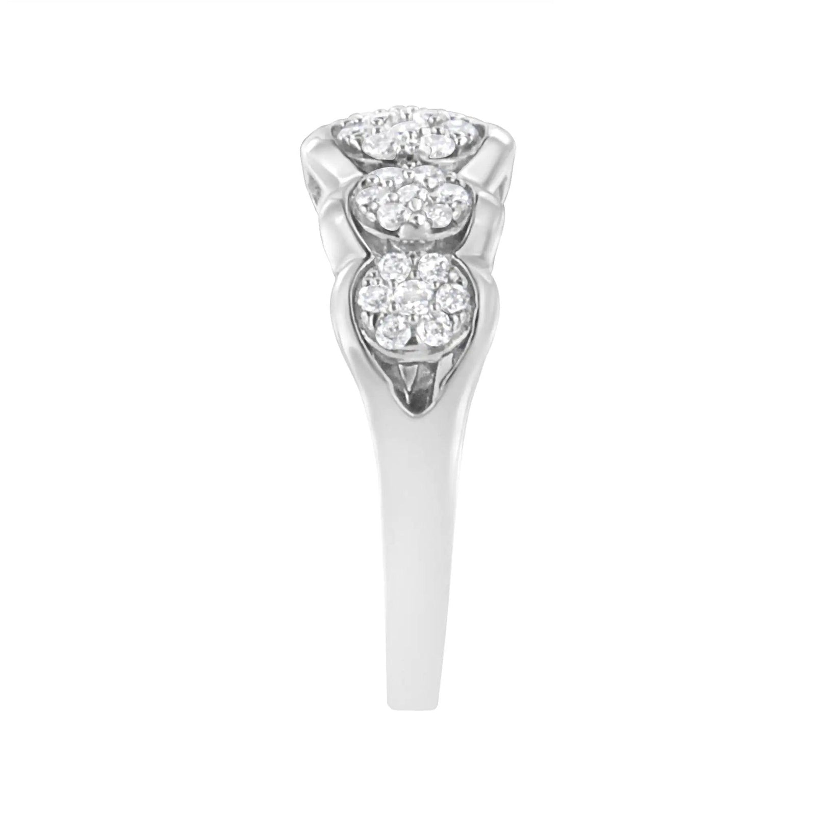 .925 Sterling Silver 1/2 cttw Lab Grown Diamond 5 Flower Ring (F-G Color, VS2-SI1 Clarity) - Evallys.com # #