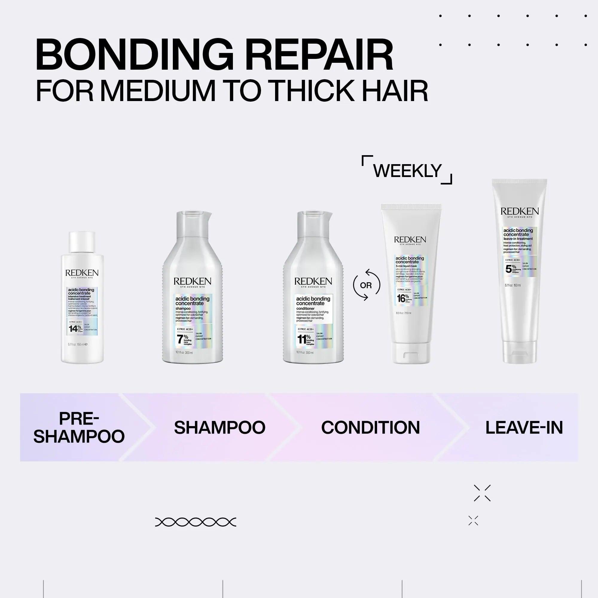 REDKEN Bonding Hair Mask for Dry, Damaged Hair Repair | Acidic Bonding Concentrate | Hydrating 5 Minute Liquid Hair Mask | For All Hair Types 1.01 Fl Oz (Pack of 1) - Evallys.com # #