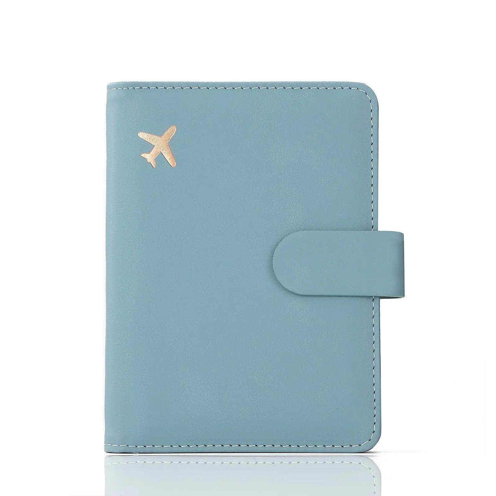 Melsbrinna Premium Leather Passport Holder Covers Case, Waterproof Rfid Blocking Travel Wallet Passport Holder with Pen Holder, Cute Passport Book for Women/Men Greyish green - Evallys.com # #