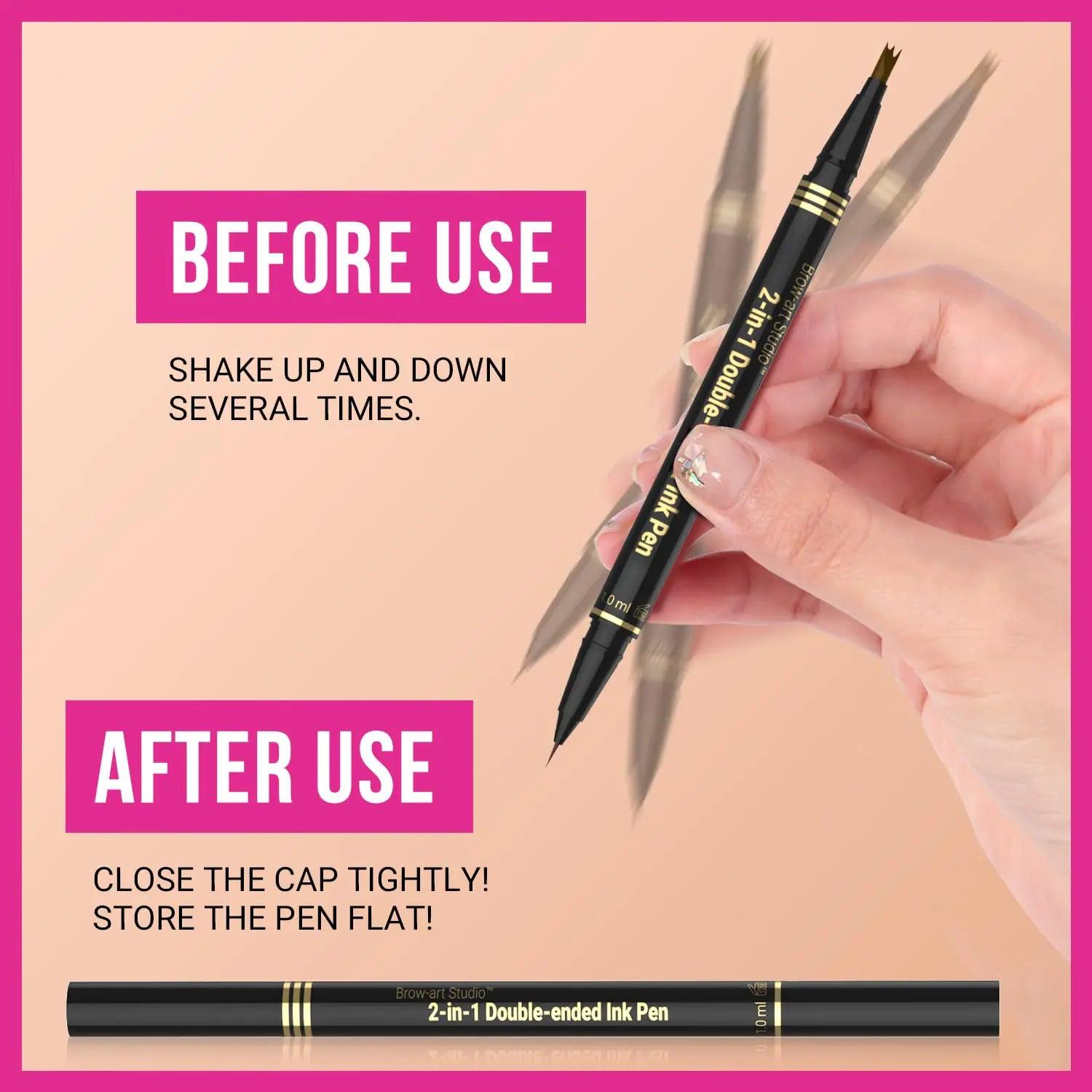 iMethod Microblading Eyebrow Pencil - Brow Pencil 2-in-1 Dual-Ended Eyebrow Pen with 3-Prong Micro-Fork-Tip Applicator and Precise Brush-Tip Create Natural-Looking Brows, Stay on All Day, Light Brown 01 Light Brown - Evallys.com # #