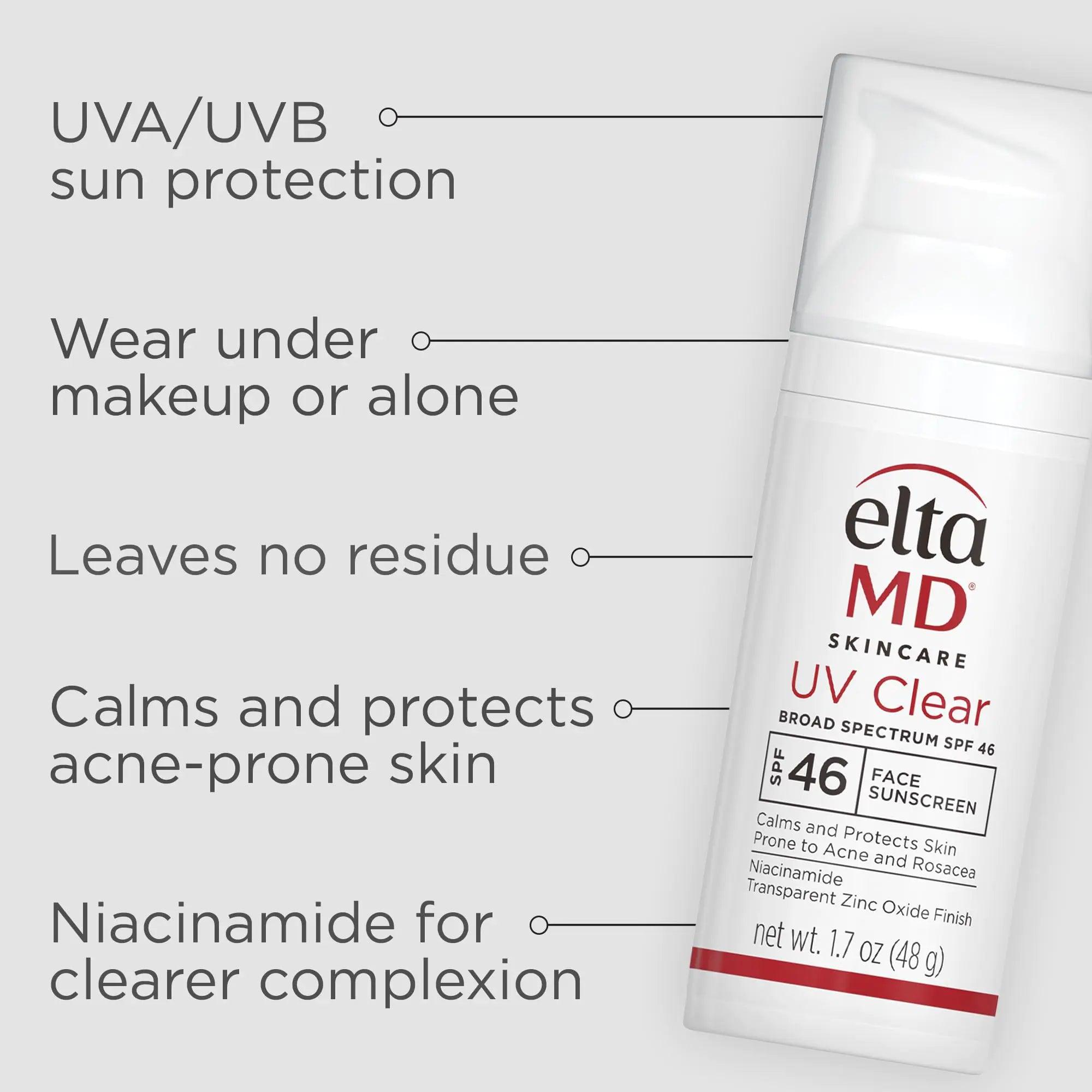 EltaMD UV Clear Face Sunscreen SPF 46, Oil Free Sunscreen with Zinc Oxide, Dermatologist Recommended Sunscreen, 1.7 oz Pump 1.7 Ounce (Pack of 1) - Evallys.com # #