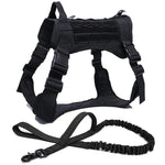 Nylon Tactical Dog Harness with Handle & Bungee Leash for Large Dogs - Evallys.com # #