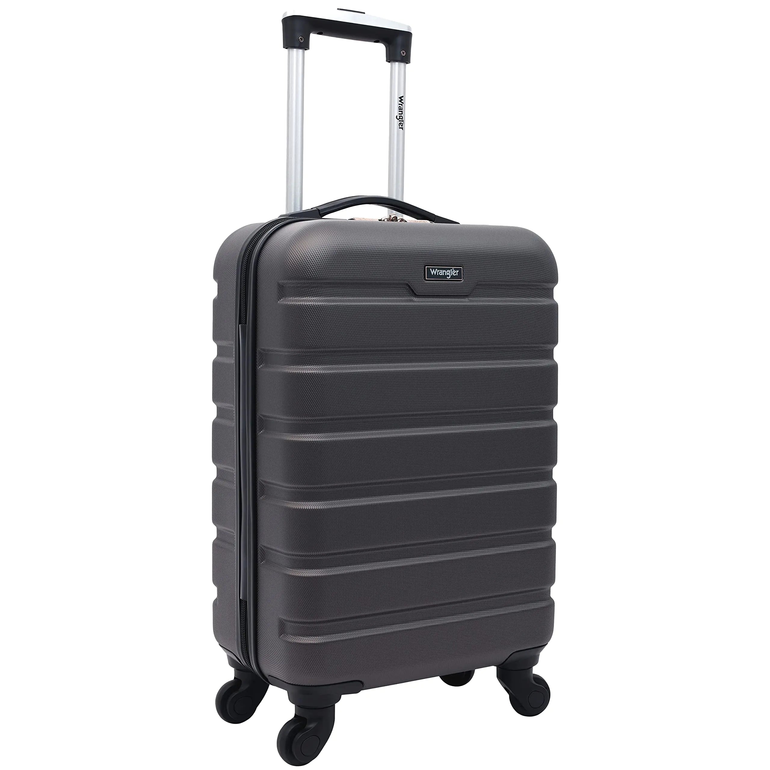 Wrangler Hard side Spinner Luggage, Charcoal, Carry-On 22" Inch Carry-On 22-Inch - Evallys.com # #