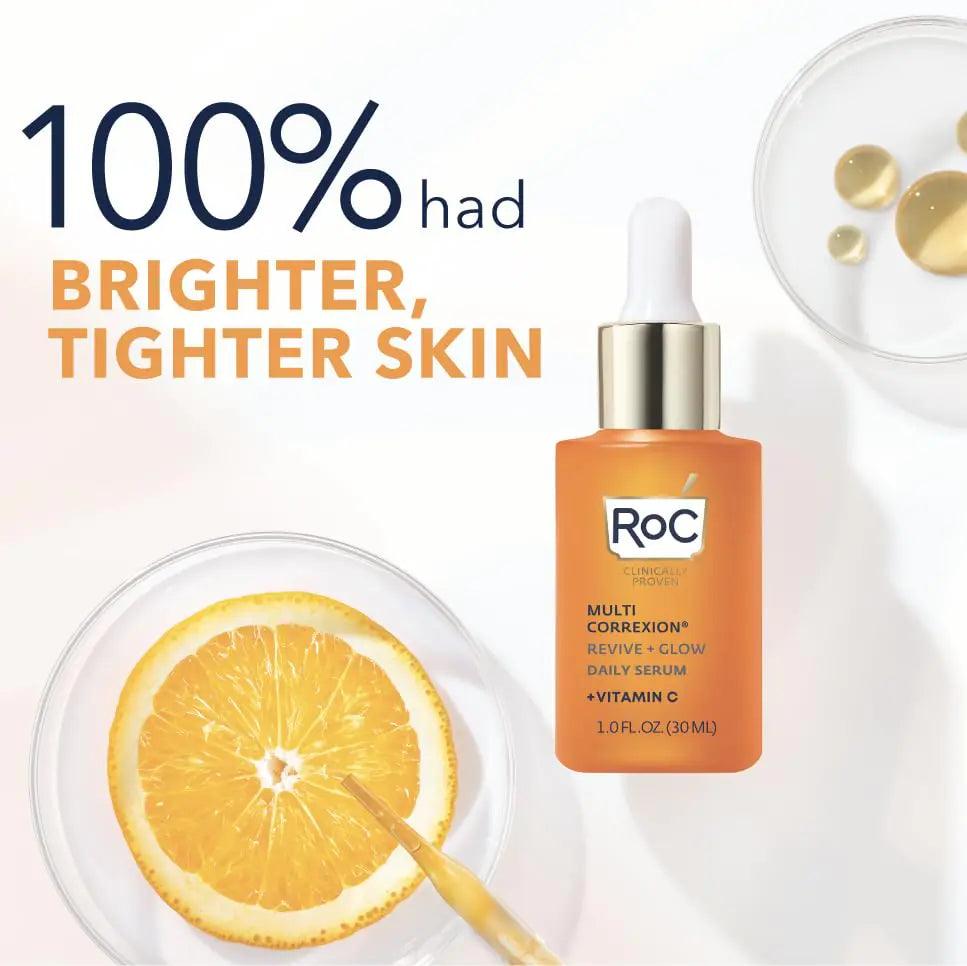 RoC Multi Correxion Revive + Glow 10% Active Vitamin C Serum for Face, Daily Anti-Aging Wrinkle and Skin Tone Skin Care Treatment, Brightening Serum, 1 Fluid Ounce - Evallys.com # #