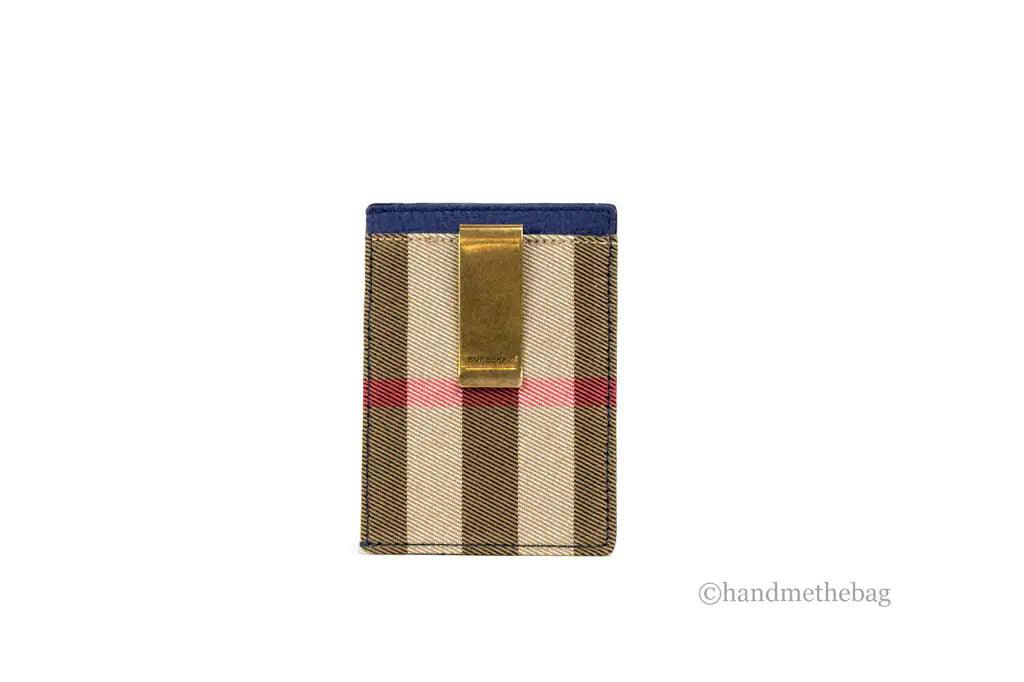 Burberry House Check Chase Blue Leather Money Card Case - Evallys.com # #