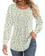 Ficerd Women's Puff Long Sleeve Tunic Tops Pleated Crew Neck Blouses Dressy Casual Loose Fit Fall and Winter Shirts Pink Floral Large - Evallys.com