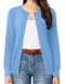 GRACE KARIN Women's Long Sleeve Button Down Crew Neck Classic Sweater Knit Cardigan Baby Blue Large - Evallys.com # #