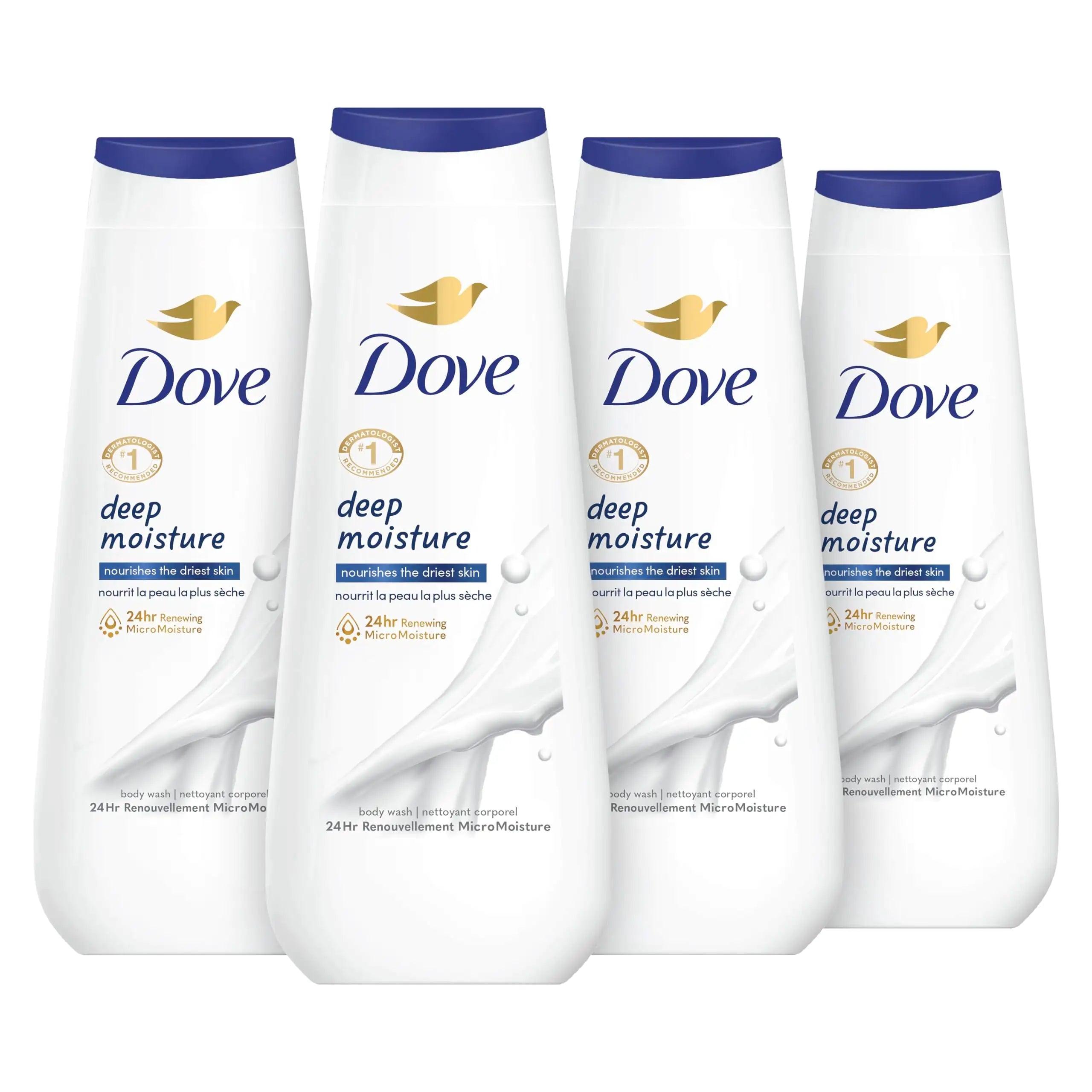 Dove Body Wash Deep Moisture, Sensitive Skin, Cucumber and Green Tea, and Shea Butter & Vanilla 4 Count Collection with Deep Moisture 4 Count For Dry Skin 20 oz Body Wash + Body Wash Deep Moisture 4 Count - Evallys.com # #