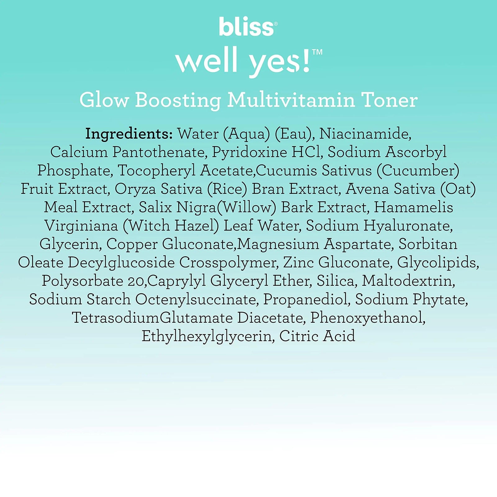 Bliss Well Yes Hydrating Toner with Vitamin B3, B5, B6, C & E - Brightens, Soothes, and Balances Skin - Alcohol-Free, Ideal for Sensitive & Oily Skin Glow Boosting Toner - Evallys.com # #