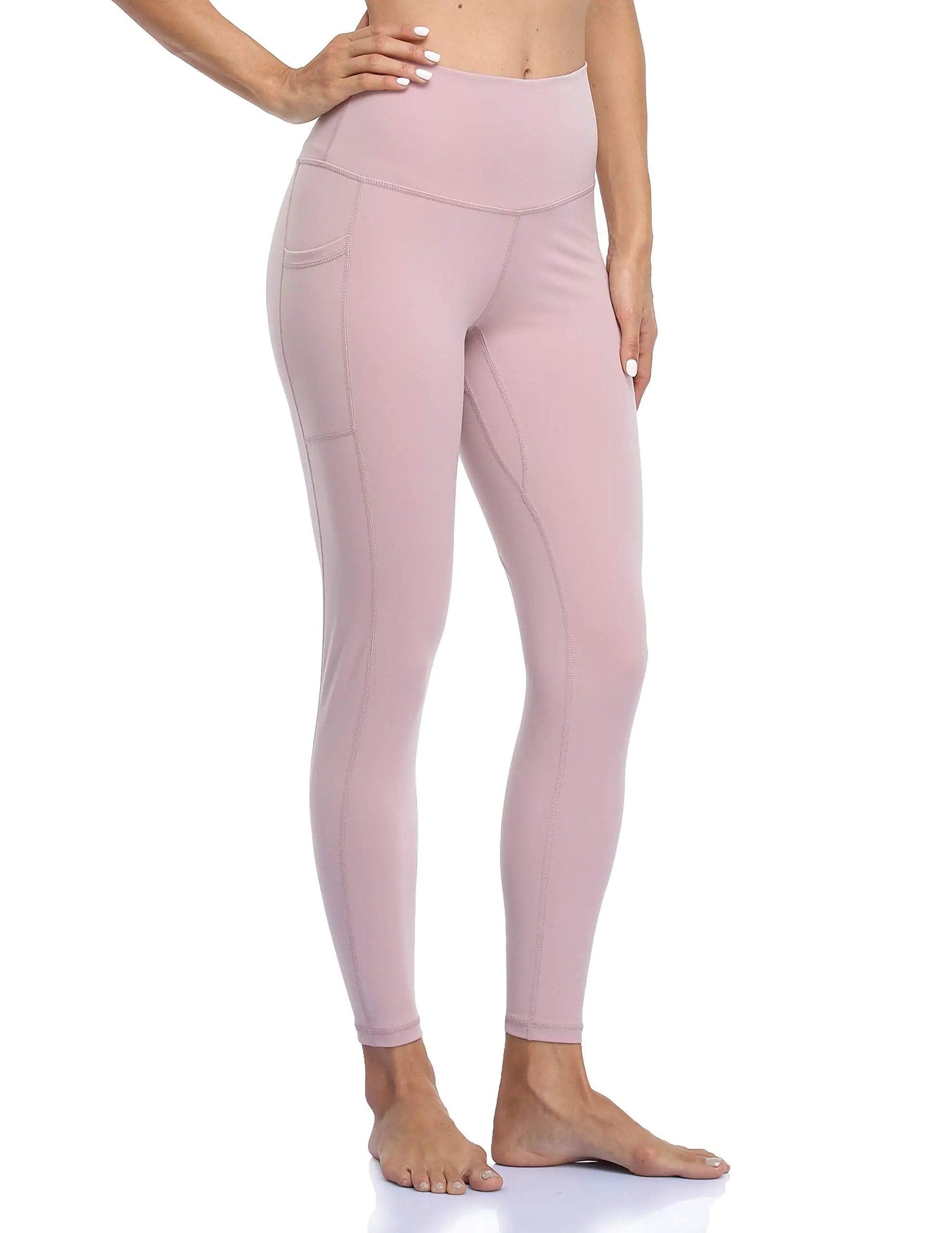 Colorfulkoala Women's High Waisted Yoga Pants 7/8 Length Leggings with Pockets Pink Suede Small - Evallys.com # #