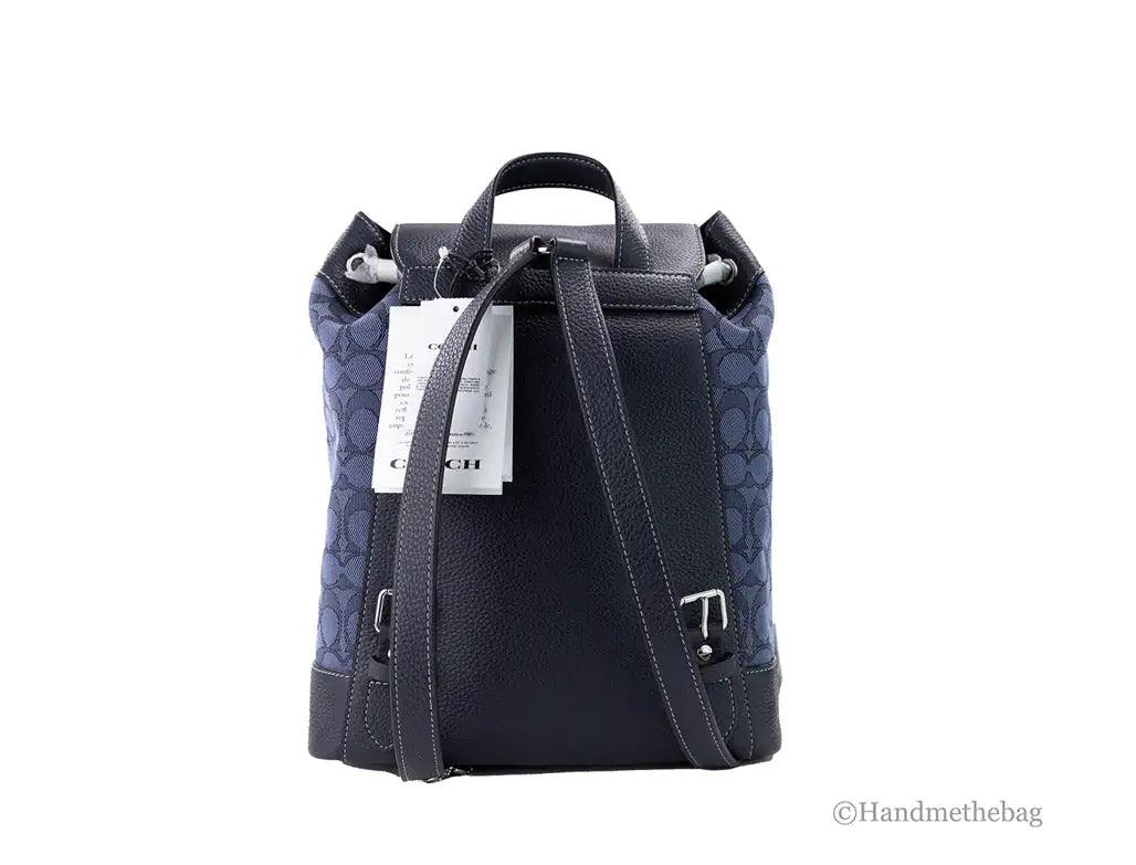 Coach Dempsey Navy Canvas Logo Patch Backpack Bag - Evallys.com # #