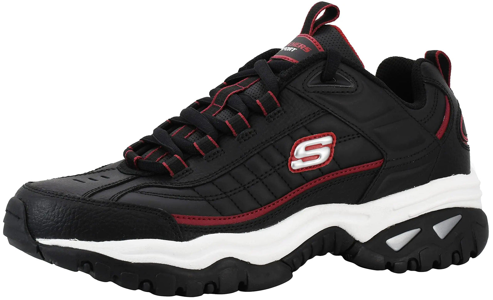 Skechers Men's Energy Afterburn 8 Wide Black/Silver/Red - Evallys.com # #
