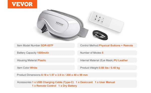 & Remote Eye Massager with Heat Eye Care Device 5 Modes Bluetooth Music - Evallys.com # #