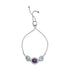 .925 Sterling Silver Oval Amethyst and Pear Blue Topaz with Diamond Accent Lariat 4”-10” Adjustable Bolo Bracelet (H-I Color, SI1-SI2 Clarity) - Evallys.com # #