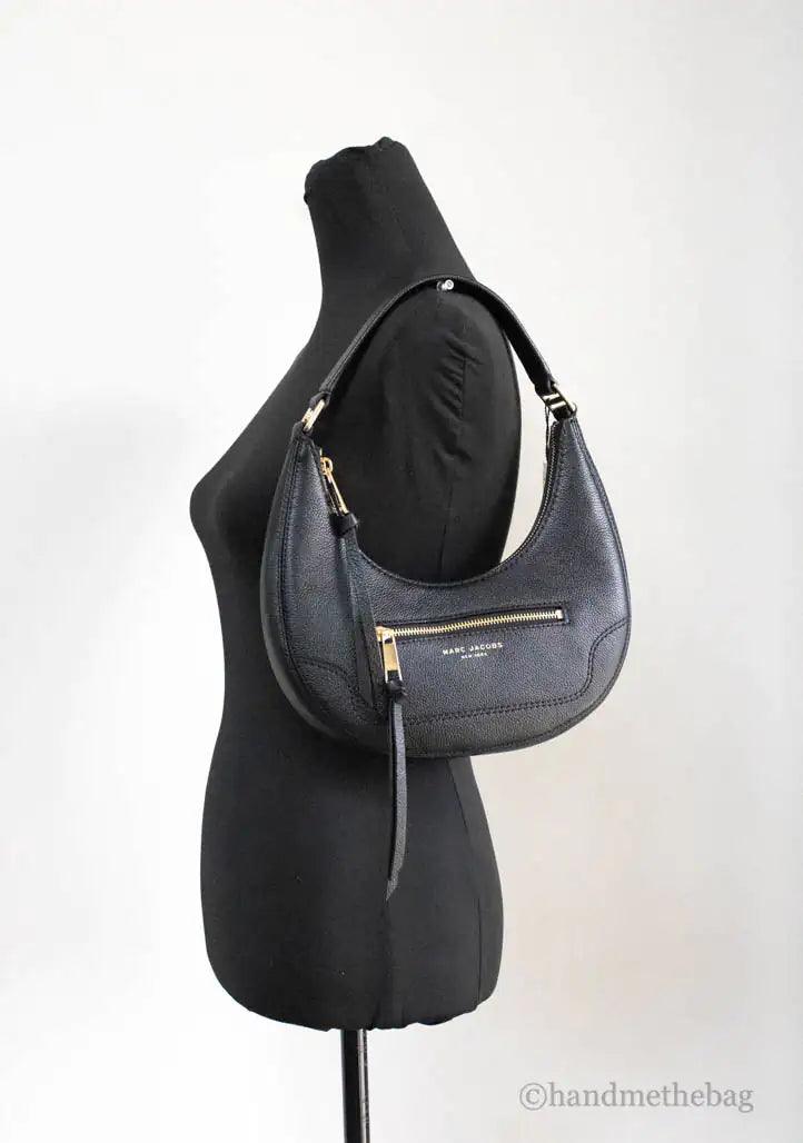 Marc Jacobs Small Black Pebbled Leather Crescent Shoulder Hobo Handbag - Evallys.com # #