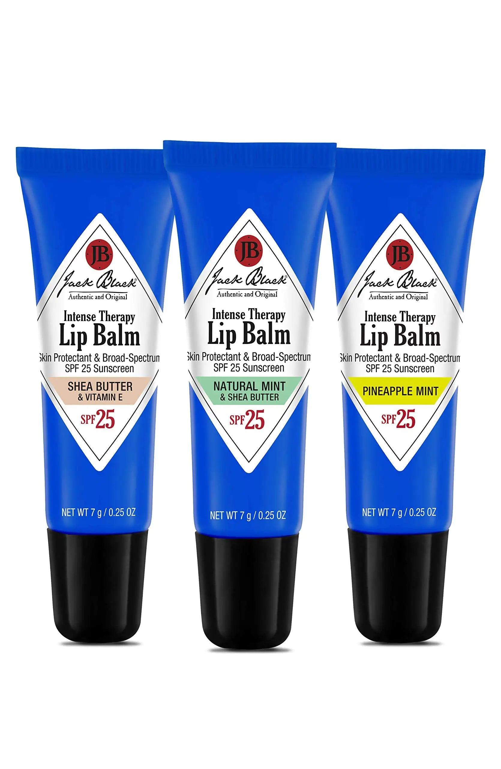 Jack Black Intense Therapy Lip Balm, 0.25-Oz. – SPF 25 Sun Protection, Lip Moisturizer, Hydrating Lip Balm with SPF, Lip Sunscreen to Relieve Dry, Chapped Lips Lip Balm Trio with Reusable Tin - Evallys.com # #