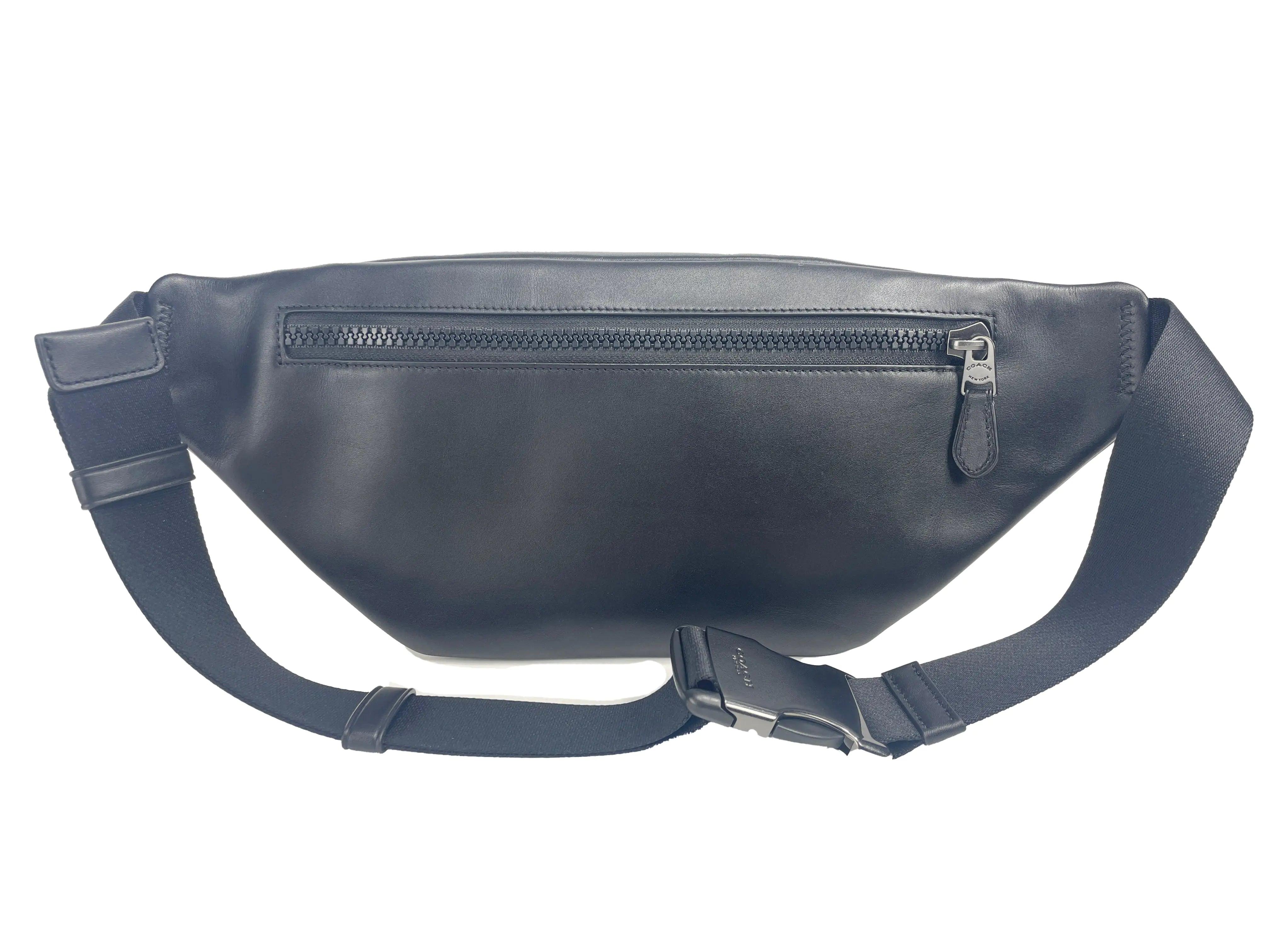 Coach (C2716) Black Leather Track Leather Belt Bag - Evallys.com # #