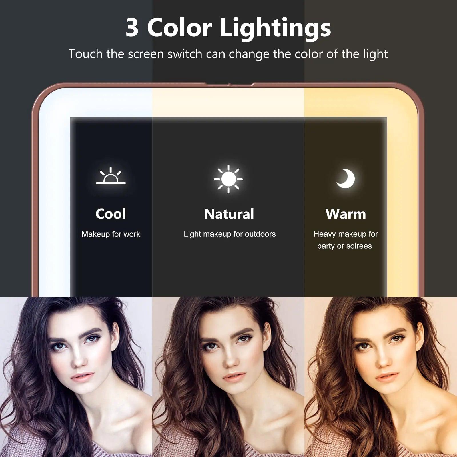 Rechargeable Travel Makeup Mirror, Vanity Mirror with 80LEDs, 3 Color Lighting, 2000mAh Battery, Portable Ultra Slim Lighted Makeup Mirror, Gift for Women (Rose Gold) Rose Gold - Evallys.com # #