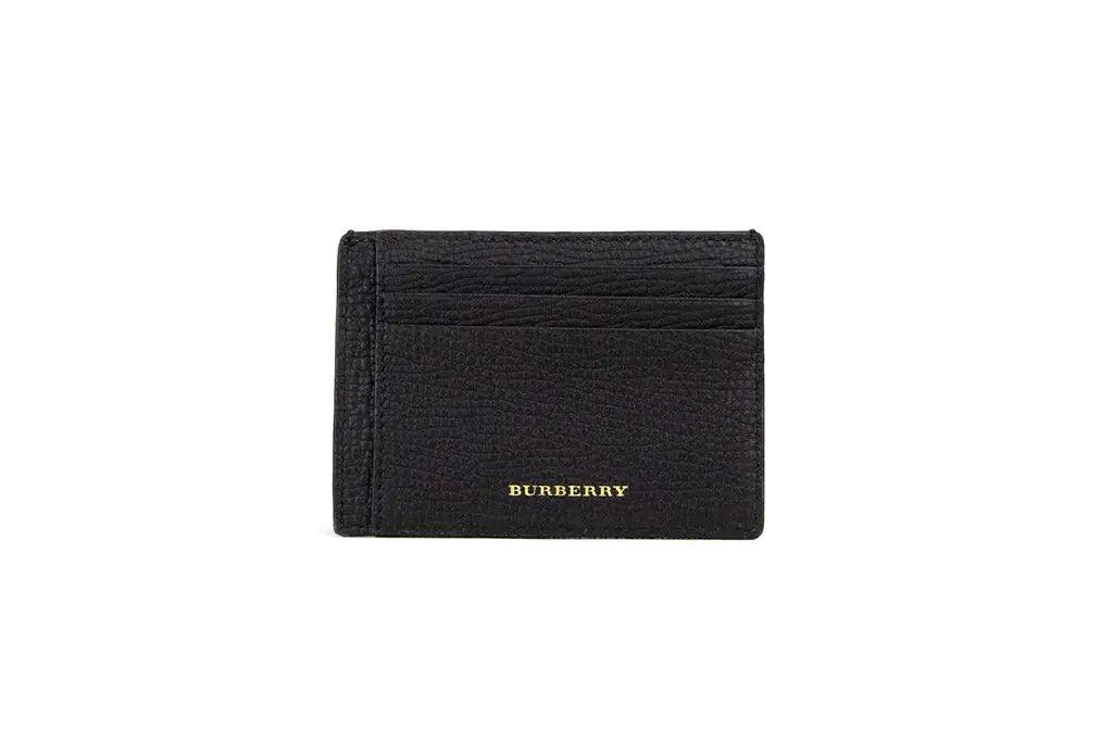 Burberry House Check Chase Black Leather Money Card Case - Evallys.com # #