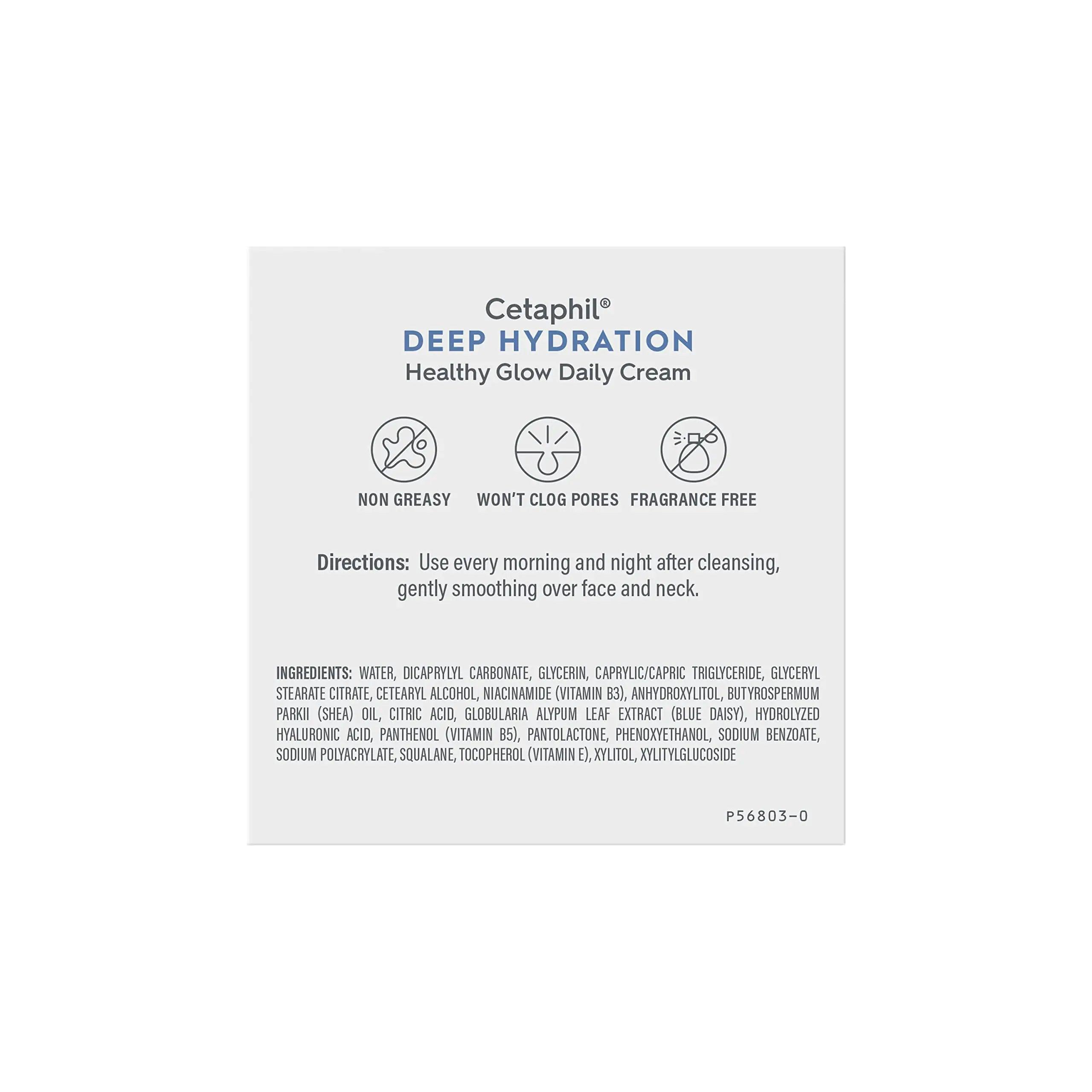 Cetaphil Deep Hydration Healthy Glow Daily Face Cream, 1.7 oz, 48 Hour Dry Skin Face Moisturizer for Sensitive Skin, With Hyaluronic Acid, Vitamin E & Vitamin B5 Unscented 1.7 Ounce (Pack of 1) - Evallys.com # #