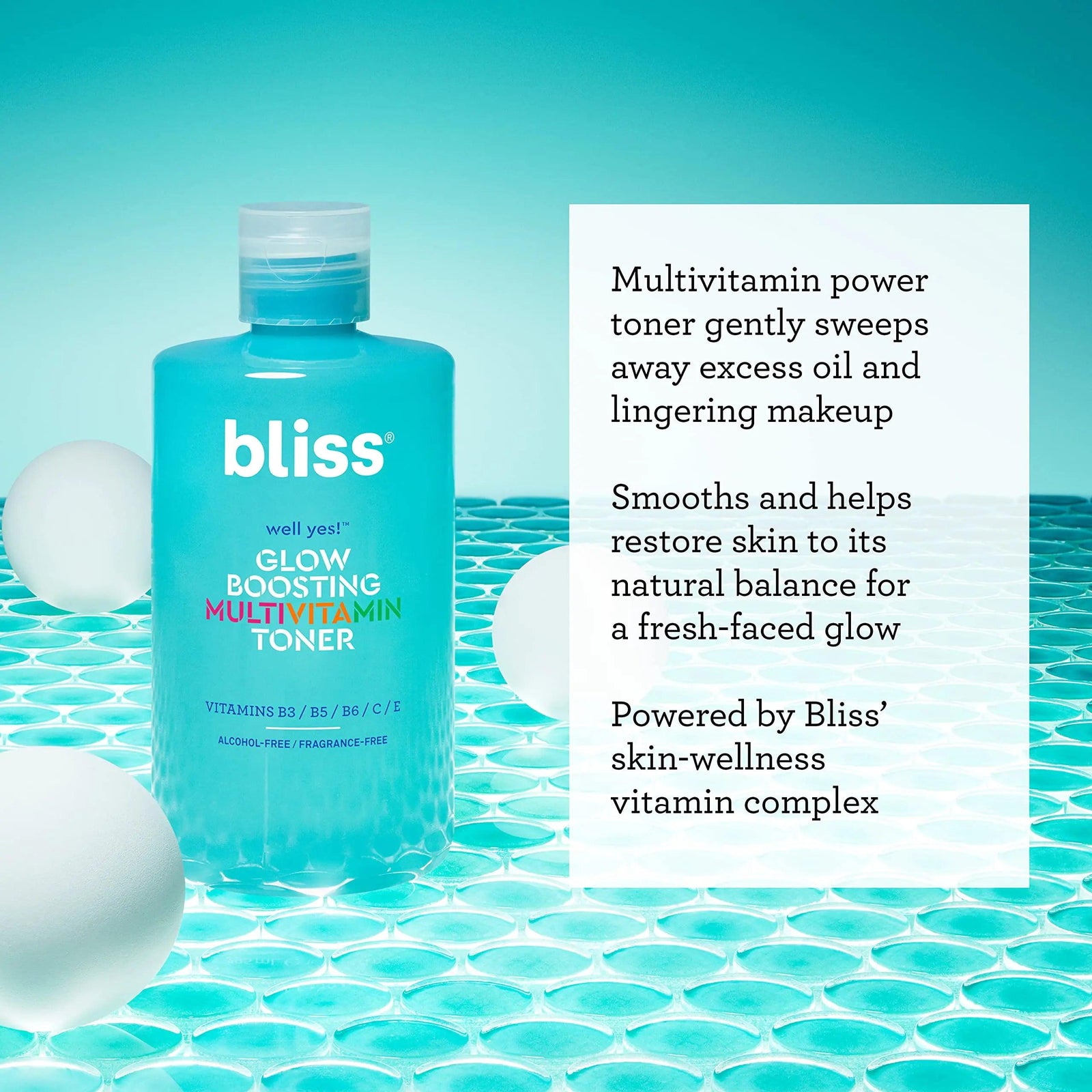 Bliss Well Yes Hydrating Toner with Vitamin B3, B5, B6, C & E - Brightens, Soothes, and Balances Skin - Alcohol-Free, Ideal for Sensitive & Oily Skin Glow Boosting Toner - Evallys.com # #