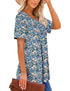 ROSELINLIN Women's Short Sleeve Shirts Floral Summer Tops Loose Fit for Leggings Medium Orange Blue - Evallys.com # #