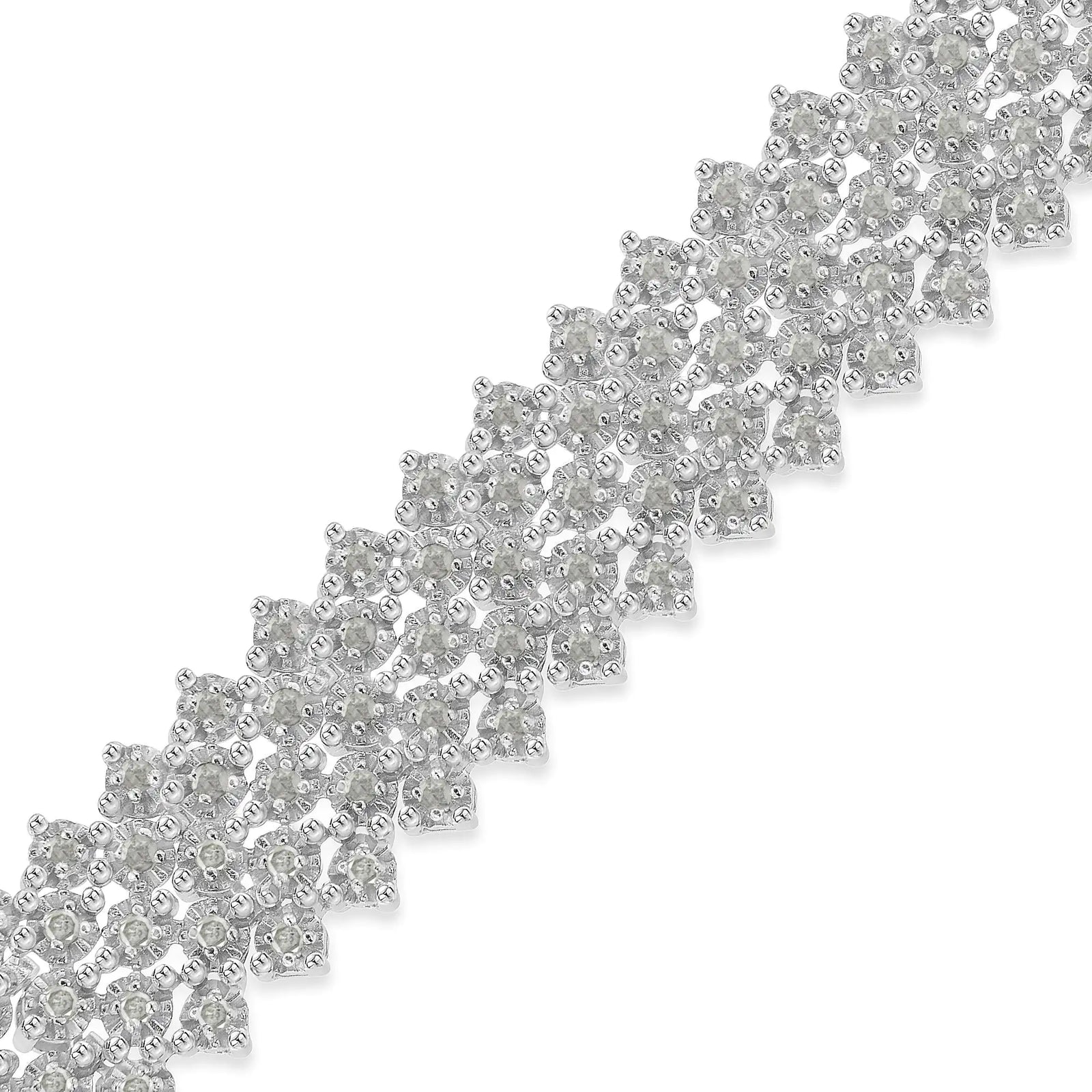 .925 Sterling Silver 3.0 cttw Diamond Multi-Row Tennis Bracelet (I-J Clarity, I3 Color) - Size 7