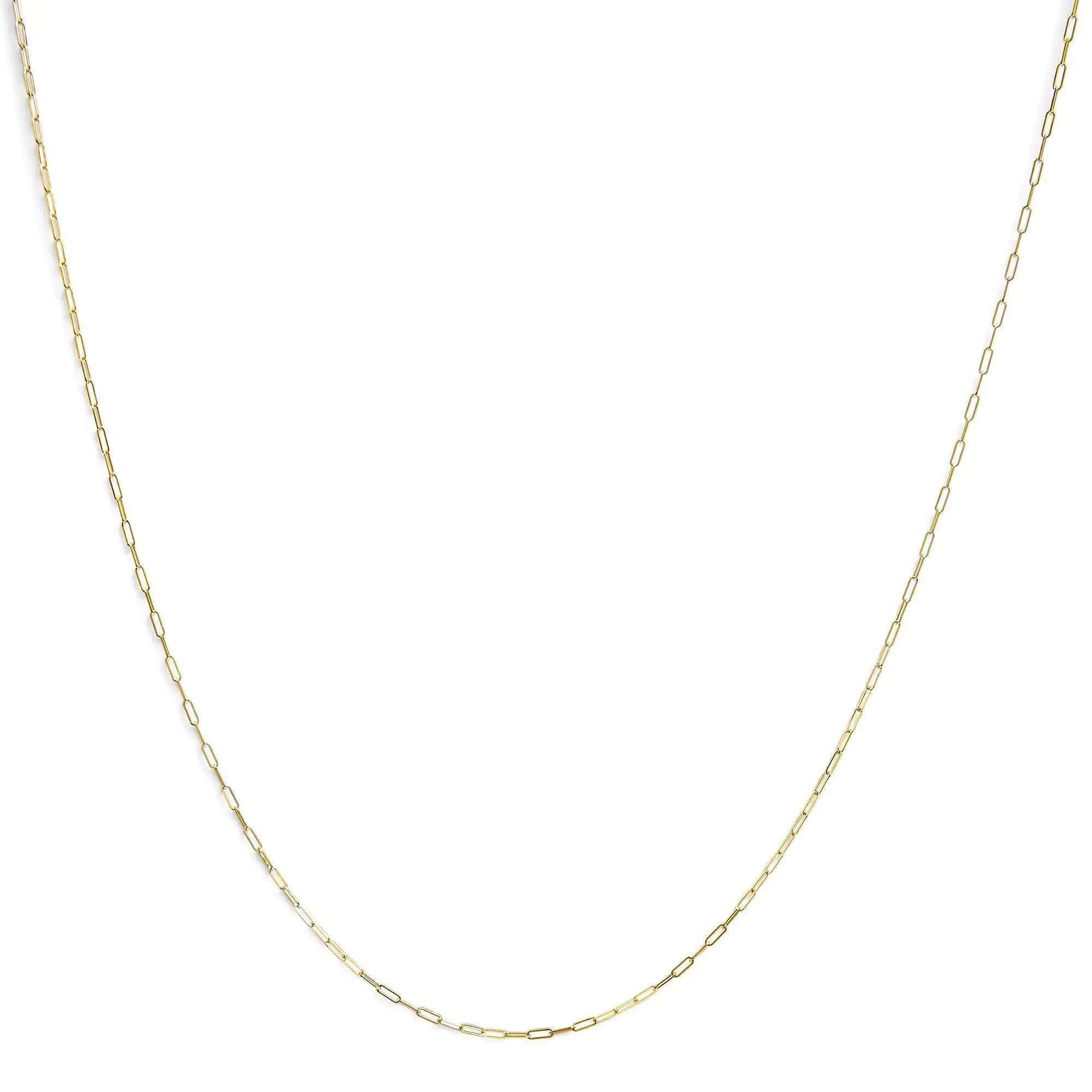 Unisex Solid 14K Gold 1.5mm Paperclip Chain Necklace - Choice of Length and Metal Color - Evallys.com