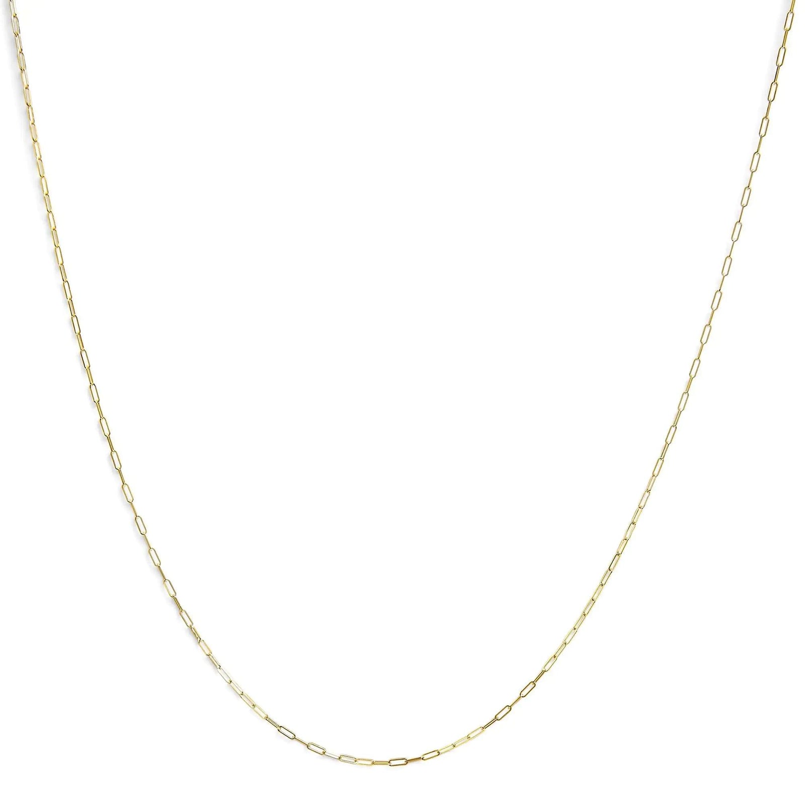 Unisex Solid 14K Gold 1.5mm Paperclip Chain Necklace - Choice of Length and Metal Color - Evallys.com