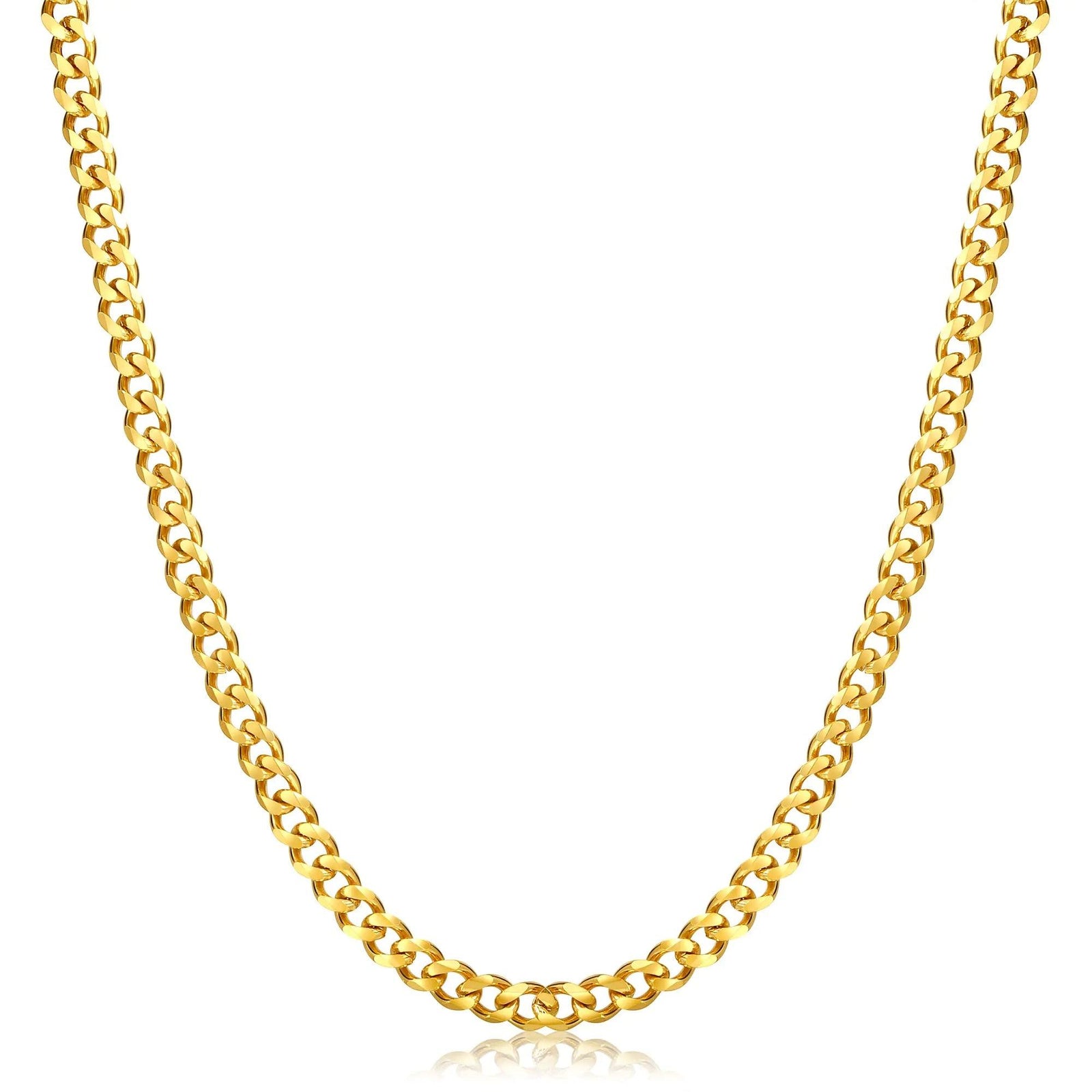 Fiusem 3.5mm Silver Tone/Black/14K Gold Plated Chains for Men, Mens Necklace Chains Stainless Steel Cuban Link Chain Necklace for Men, Mens Chain 16, 18, 20, 22, 24, 26, 28 Inch 28 inches 5mm gold - Evallys.com # #