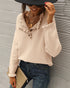 BTFBM 2024 Womens Sweaters Fall Winter Outfits Long Sleeve Button Down Ruffle Crew Neck Casual Knitted Pullover Tops Solid Beige Small - Evallys.com # #