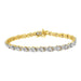 10K Yellow Gold Plated .925 Sterling Silver 1/4 cttw Diamond Alternating "X" and Bezel Link Bracelet (I-J Color, I2-I3 Clarity) - Size 7.25 " - Evallys.com # #