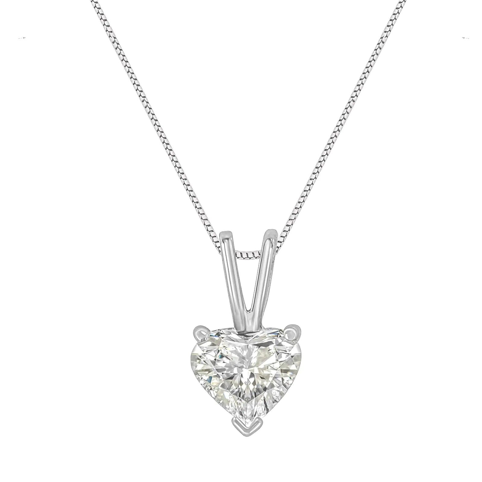 14K White Gold 3-Prong Set Heart Shaped Solitaire Diamond 18