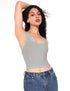 Women's Basic Sleeveless Crop Top Shirt Ribbed Scoop Neck Casual Summer Clothes Medium Graygreen - Evallys.com # #