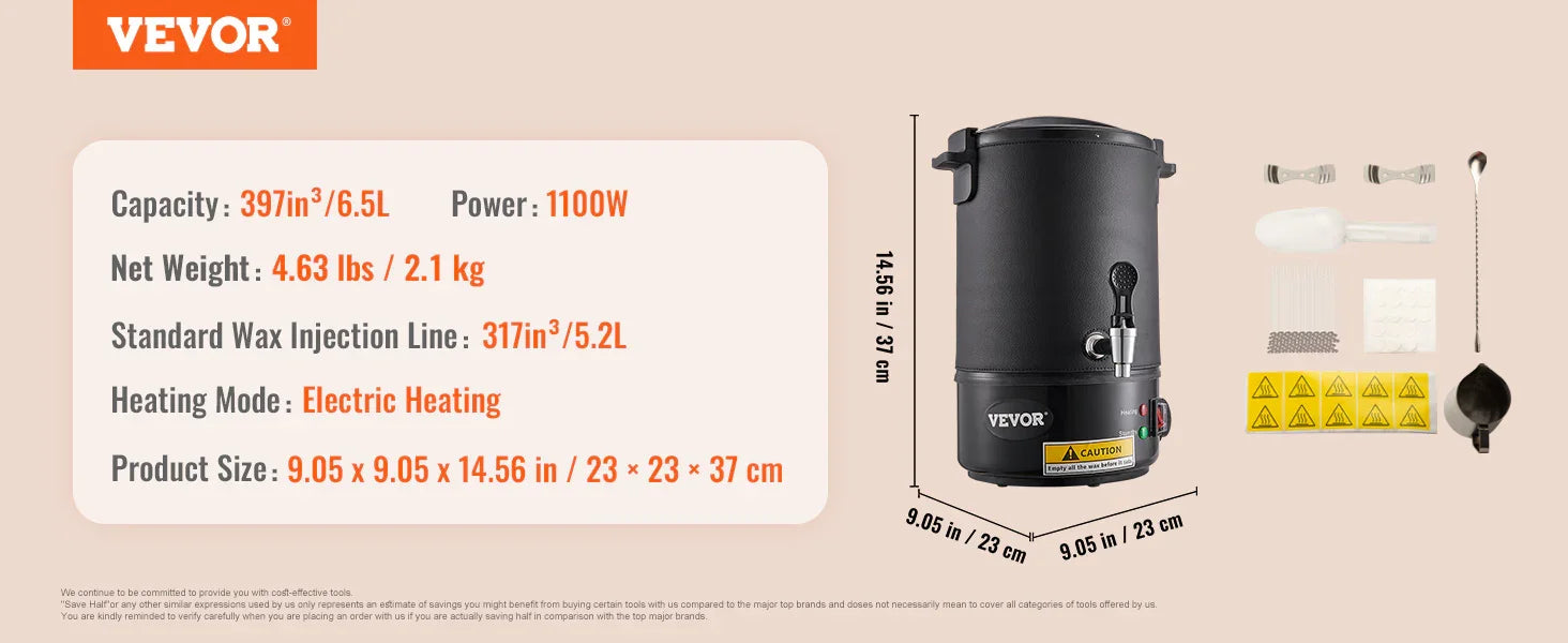 VEVOR 6.5L 10L Wax Melter for Candle Making Large Electric Wax Melting Pot Easy Pour Spout 9-Level Temperature Control - Evallys.com