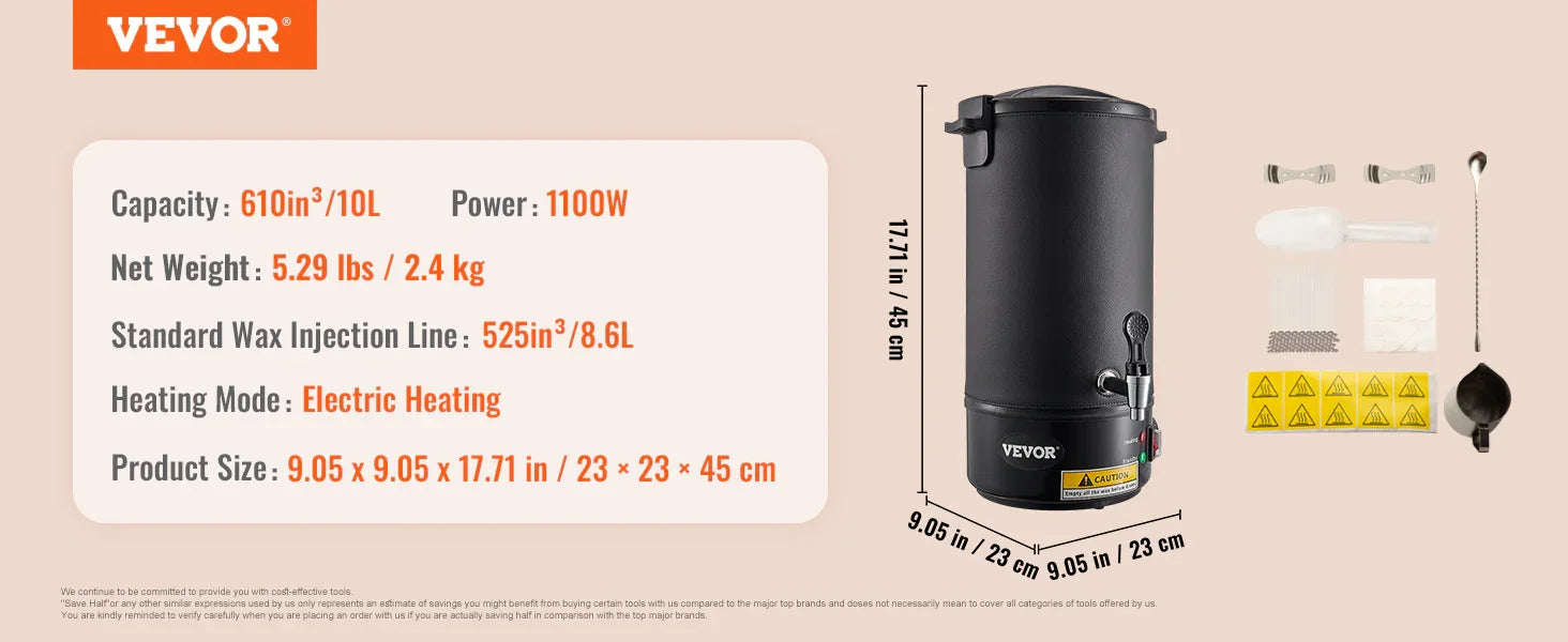 VEVOR 6.5L 10L Wax Melter for Candle Making Large Electric Wax Melting Pot Easy Pour Spout 9-Level Temperature Control - Evallys.com