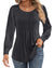 Ficerd Women's Puff Long Sleeve Tunic Tops Pleated Crew Neck Blouses Dressy Casual Loose Fit Fall and Winter Shirts Pink Floral Large - Evallys.com