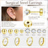 Jstyle Hypoallergenic Surgical Steel Earrings for Sensitive Ears 14K Gold Flat Back Earrings for Women Men Small Stainless Steel Earrings Flatback Stud Hoop Cartilage Earring Set for Multiple Piercing Gold Tone - Evallys.com # #